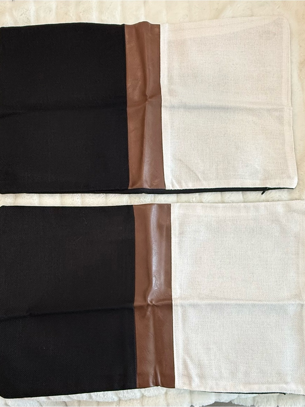 Amazon Two-Tone Black, Brown and Cream Decorative Runner Pair